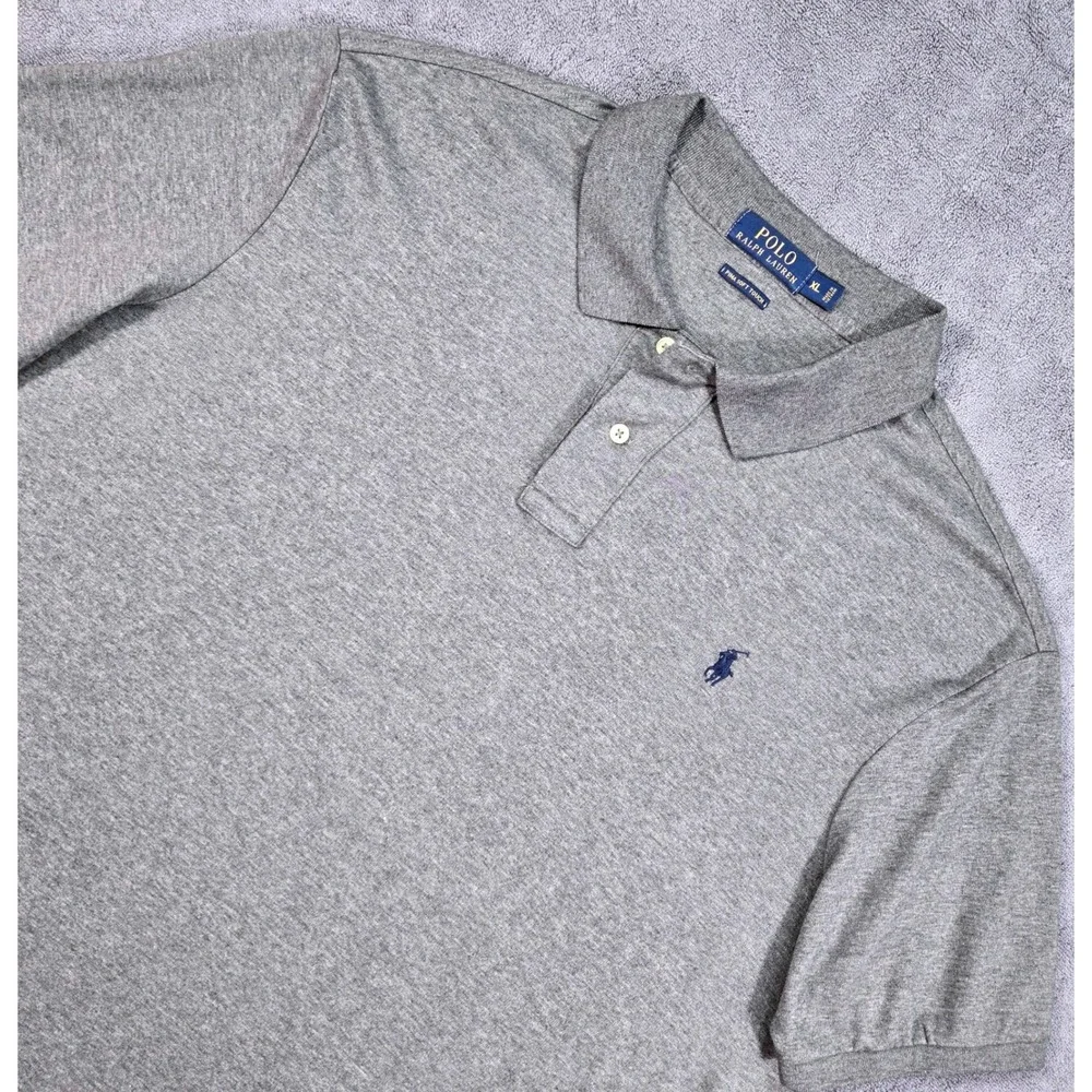 Polo Ralph Lauren Polo Shirt Mens XL Grey Excellent Pima Soft Touch Short Sleeve